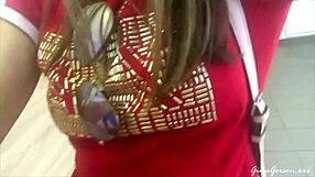 Blonde teen explores her new flat