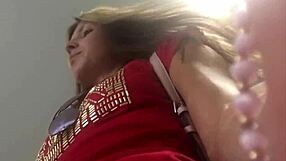 Blonde teen explores her new flat