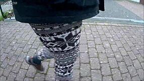Outdoor fetish with norwegian leggings