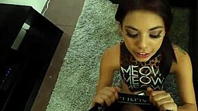 Step-sister intensely strokes my cock in POV action