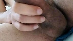 Bold male intensely masturbates his cock during erotic massage, leading to creampie.