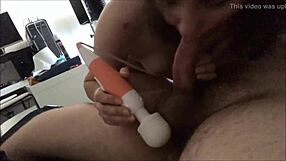 latina amateur gives blowjob using magic wand for intense cumshot climax
