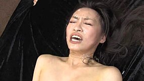 Japanese girl in her first bukkake gangbang