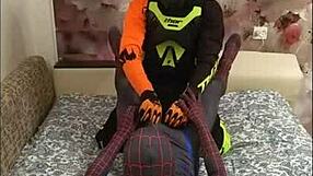 spiderman and biker getting gay with some masturbation 😏