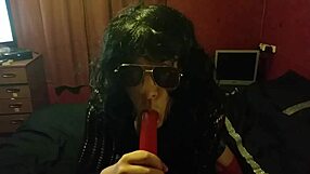 Heartfelt Crossdressing Bisexual Sissy Displays Cock Sucking Talent
