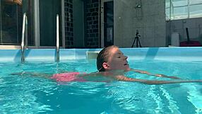 Hey, wanna see my anal dildo play by the pool?