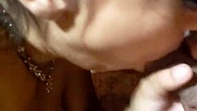 Latina Wife Performs Deepthroat Blowjob on Amateur Husband's Big Tits