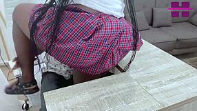 Convincing Ebony Teen In Uniform For Rough Office Fuck And Cumshot