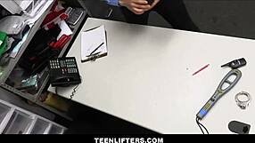 teeny blonde shoplifter emma rosie caught by security guard