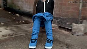 naughty brunette teen leyla pissing outdoors in public nude