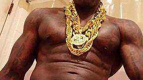 Hallelujah Johnson worships his big black cock, stroking and cumming while watching you