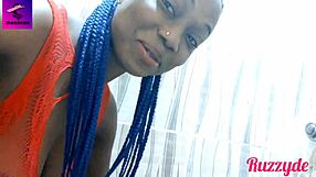 Ebony ruzzyde intensely squirts during extreme self-fucking with dildo