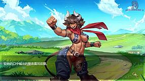 In the otherworld, the hero's big cock pleases the muscle demon king.