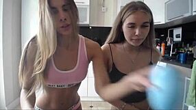 Lesbians cooking in kitchen 😏