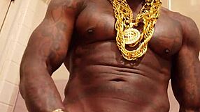 Hallelujah Johnson worships his big black cock, stroking and cumming while watching you