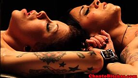 Tied lesbian babes get punished