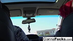 babes gianna and pinky intensely tease and please a hard cock with their boobs.