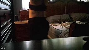 Hidden camera catches MILF wife stripping naked with big ass