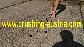 Amber enjoys foot food outdoor in pov