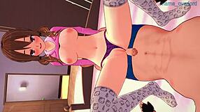 Girl in pink hoodie bounces in doggystyle position with big ass exposed