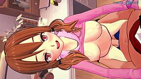 Girl in pink hoodie bounces in doggystyle position with big ass exposed