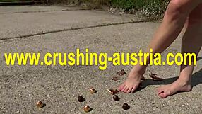 Amber enjoys foot food outdoor in pov