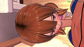 Girl in pink hoodie bounces in doggystyle position with big ass exposed