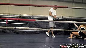 Naughty amateur lesbians engage in wrestling match.