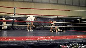 Naughty amateur lesbians engage in wrestling match.