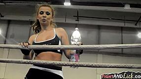 Naughty amateur lesbians engage in wrestling match.