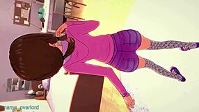 Girl in pink hoodie bounces in doggystyle position with big ass exposed