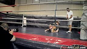 Naughty amateur lesbians engage in wrestling match.