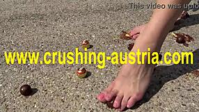 Amber enjoys foot food outdoor in pov