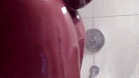 ebony girl bathing in shower, ready for cum close up
