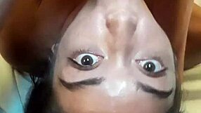 Asian amateur mimics the experienced partner and props her head to receive choking and deep throat