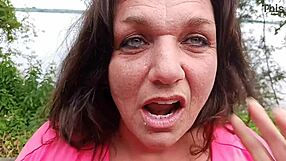 Watch milf throat cock outdoors!