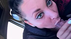 Risky car blowjob in public area?