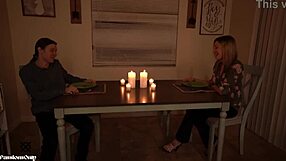 couple celebrates anniversary at home with blonde tattooed passionate holiday vibes