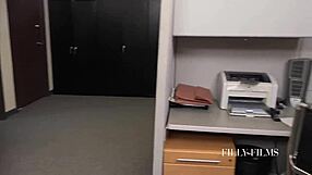 Two asian girls with small tits intensely muff dive in empty office. They cum hard from interracial pussy sex.