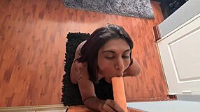 Desi slut gagging on white cock in dirty sloppy blowjob