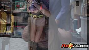 A blonde teen with huge bouncy tits fuck a unknown man in a missionary position