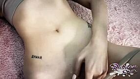 Sexy cute girl solo masturbates with intense fingering