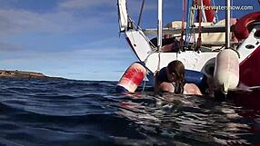 Young sluts swim naked on a yacht! How wild is that?