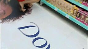 Wife in the market without panties showing off her big ass for amateurs