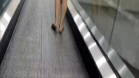 Wife in the market without panties showing off her big ass for amateurs