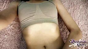 Sexy cute girl solo masturbates with intense fingering