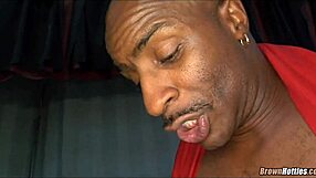 Ebony babe works out big black workout booty with interracial monster cock.