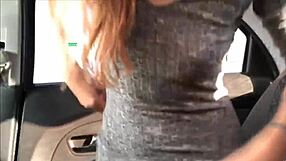 webcam babe masturbates tight pussy in car with close-up views of russian tits and ass