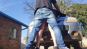 18-Year-Old Coed Gets Fucked And Creampied On Her Car.