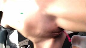 webcam babe masturbates tight pussy in car with close-up views of russian tits and ass